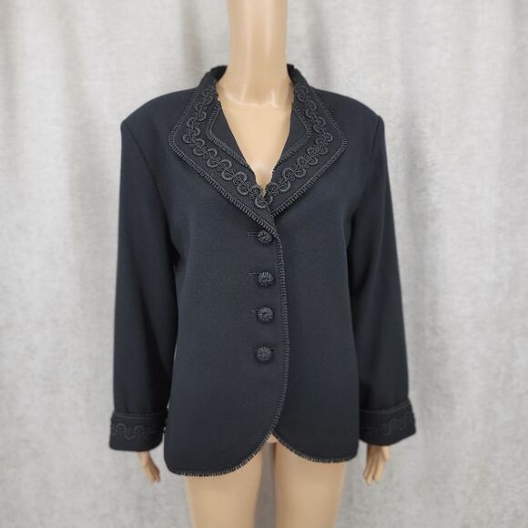 Nolan Miller Vintage 80s Wool Blazer Jacket Embellished Embroidered - Picture 1 of 12